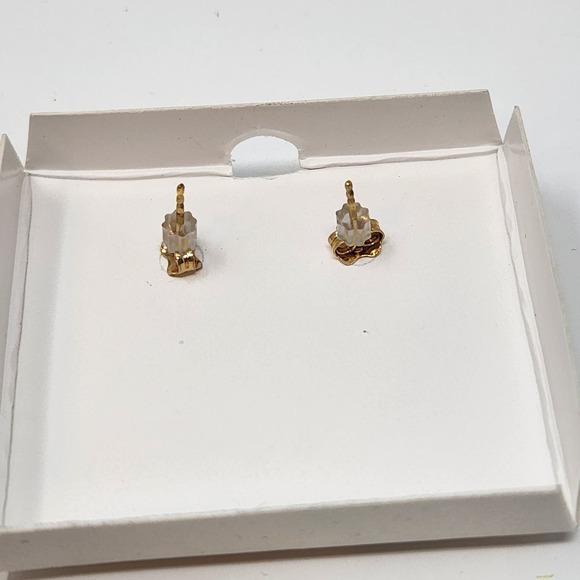 Black Clear Crystal 10K Gold Plated Dangle Drop Post Earrings Pierced Teardrop - Picture 3 of 6